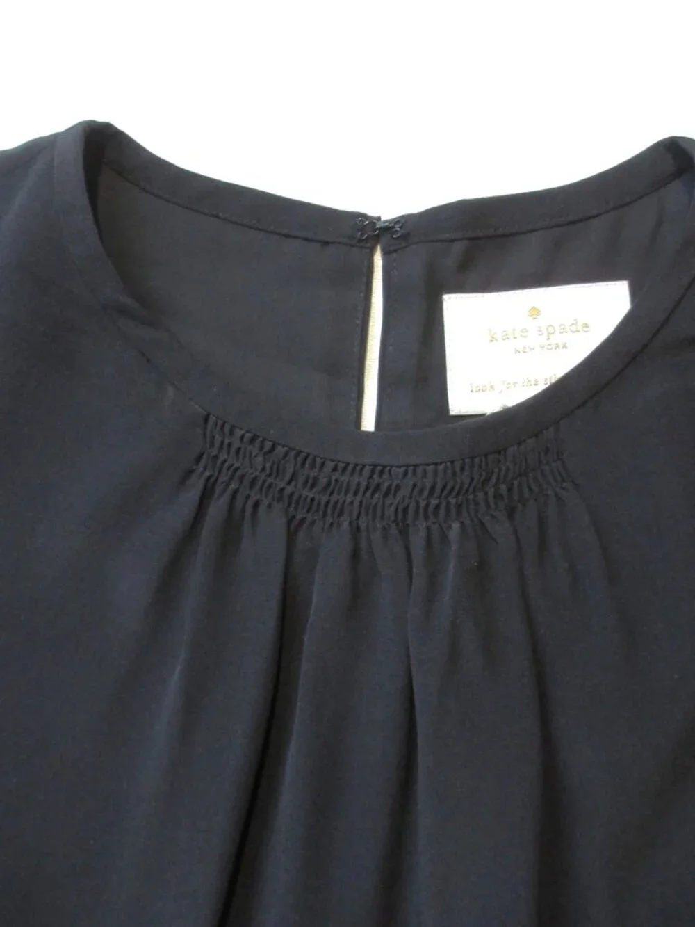 NWT kate spade Silk Shift in Black Sheer Sleeve Minimalist Dress 2